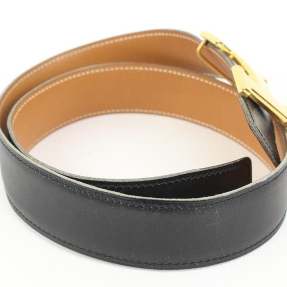 Hermès Black x Brown x Gold 32mm Reversible H Logo Belt Kit s331h52 main image 10